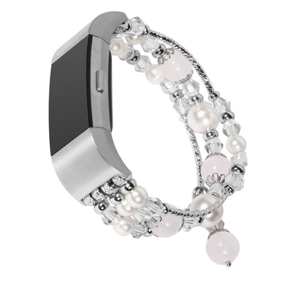 Supercool Fitbit Charge 2 Metal og Sten Rem - Hvid#serie_2
