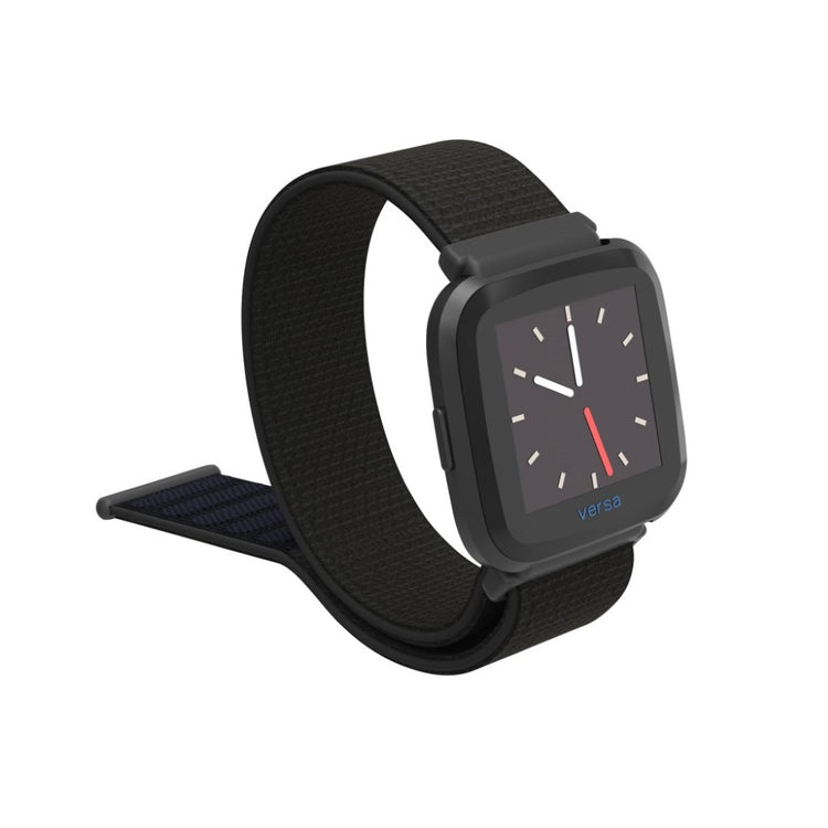 Super hårdfør Fitbit Versa Nylon Rem - Sort#serie_10