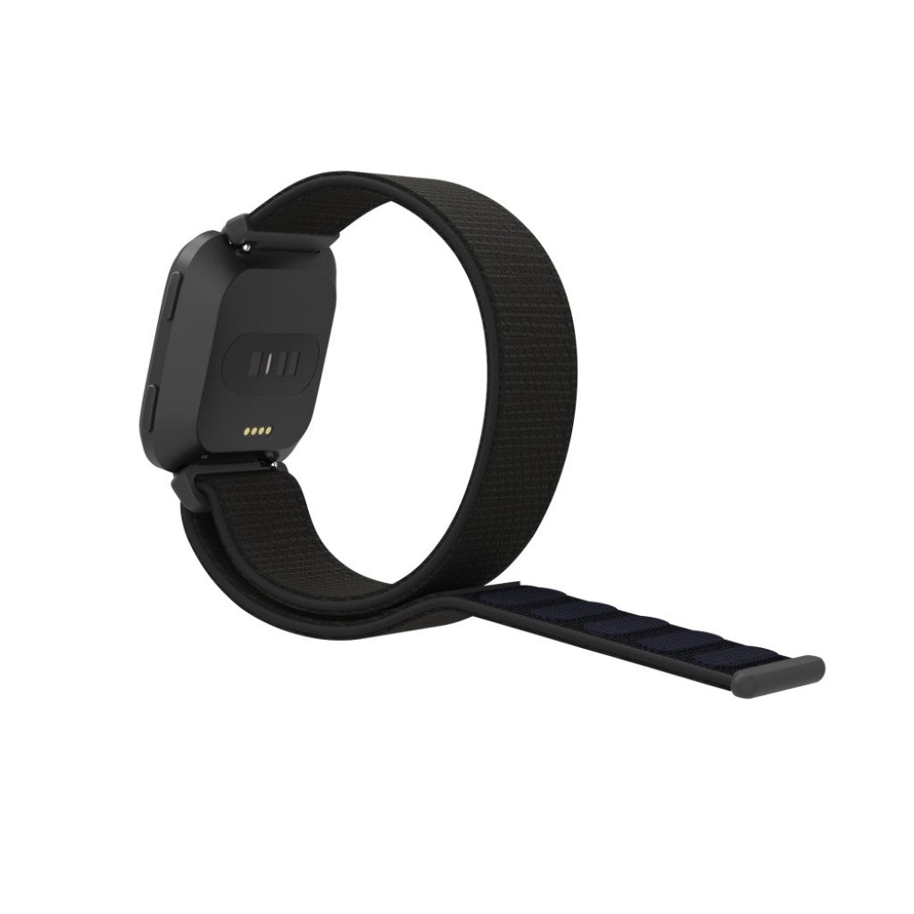 Super hårdfør Fitbit Versa Nylon Rem - Sort#serie_10