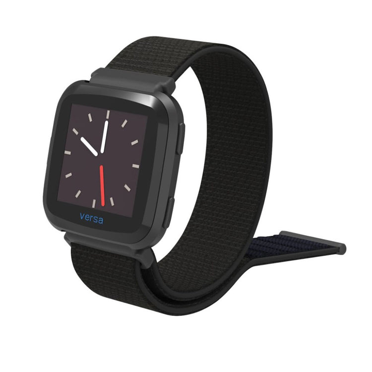 Super hårdfør Fitbit Versa Nylon Rem - Sort#serie_10