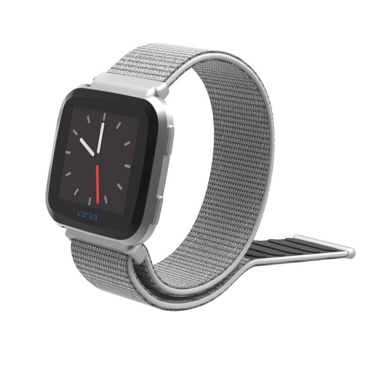 Super hårdfør Fitbit Versa Nylon Rem - Sølv#serie_8