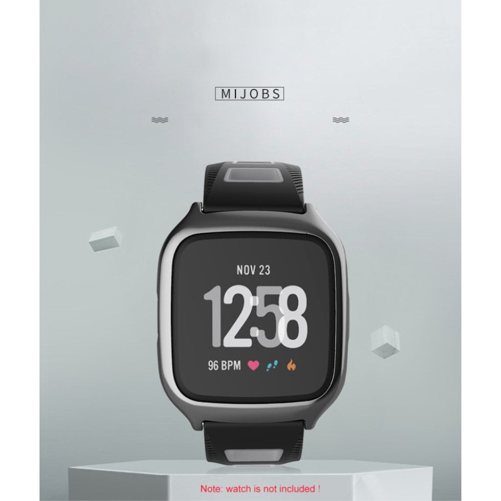 Glimrende Fitbit Versa Silikone Rem - Sølv#serie_1