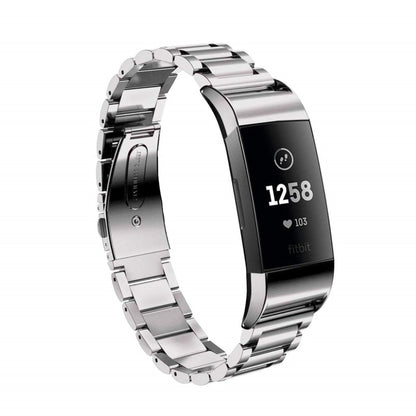 Meget slidstærk Fitbit Charge 3 Metal Rem - Sølv#serie_3