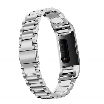 Meget slidstærk Fitbit Charge 3 Metal Rem - Sølv#serie_3