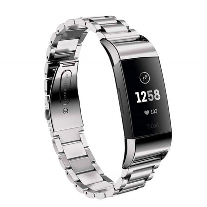 Meget slidstærk Fitbit Charge 3 Metal Rem - Sølv#serie_3