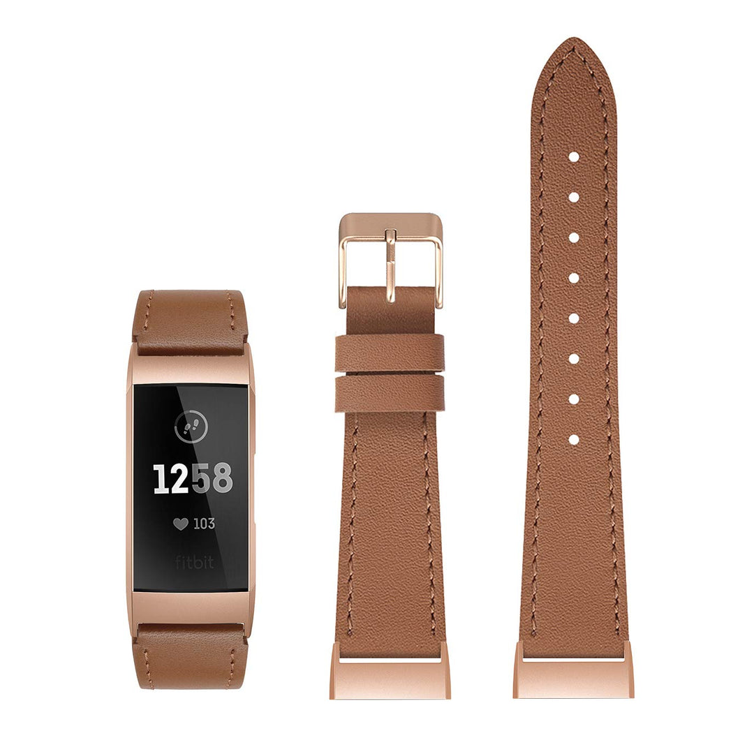 Meget godt Fitbit Charge 3 Ægte læder Rem - Brun#serie_10