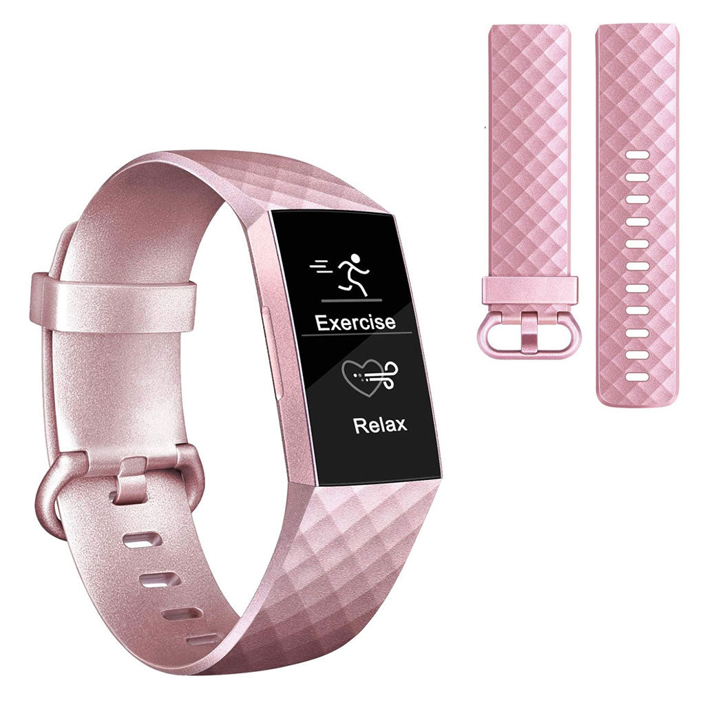Supercool Fitbit Charge 3 Silikone Rem - Størrelse: L - Pink#serie_3