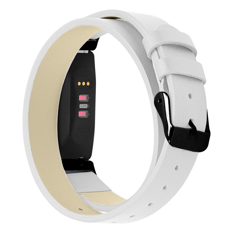 Meget hårdfør Fitbit Inspire Ægte læder Rem - Hvid#serie_1