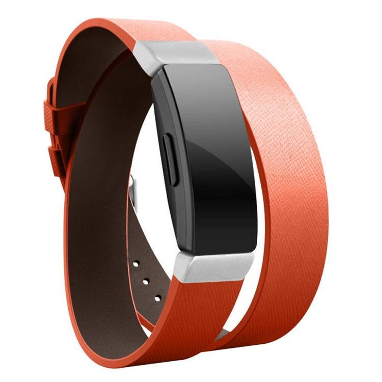 Meget hårdfør Fitbit Inspire Ægte læder Rem - Orange#serie_4