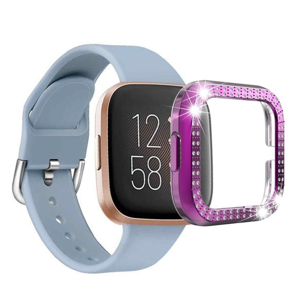 Fitbit Versa 2  Rhinsten og Silikone Bumper  - Lilla#serie_10