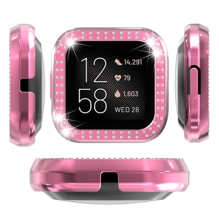 Fitbit Versa 2  Rhinsten og Silikone Bumper  - Pink#serie_2