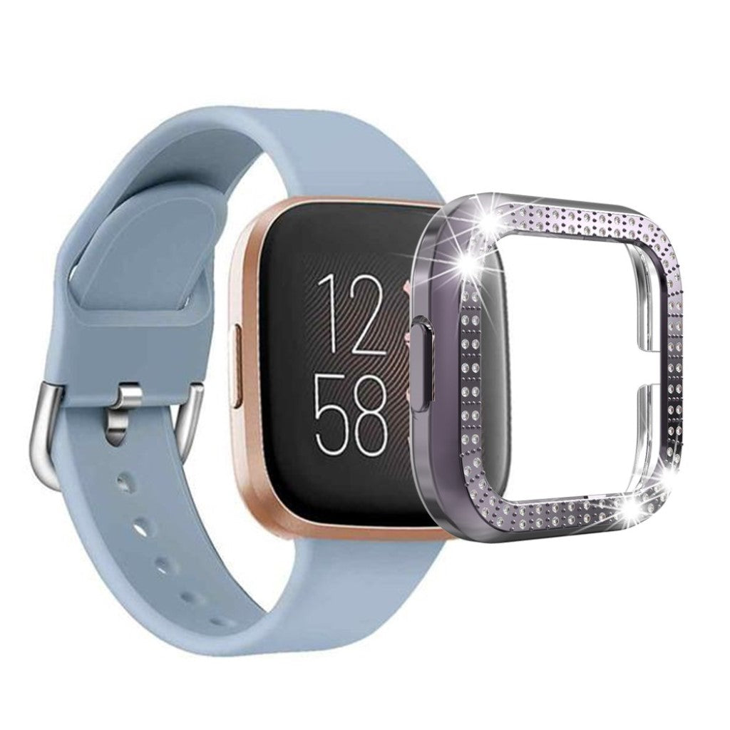 Fitbit Versa 2  Rhinsten og Silikone Bumper  - Sølv#serie_5