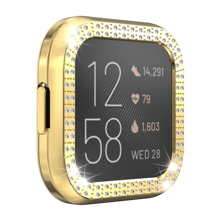 Fitbit Versa 2  Rhinsten og Silikone Bumper  - Guld#serie_6