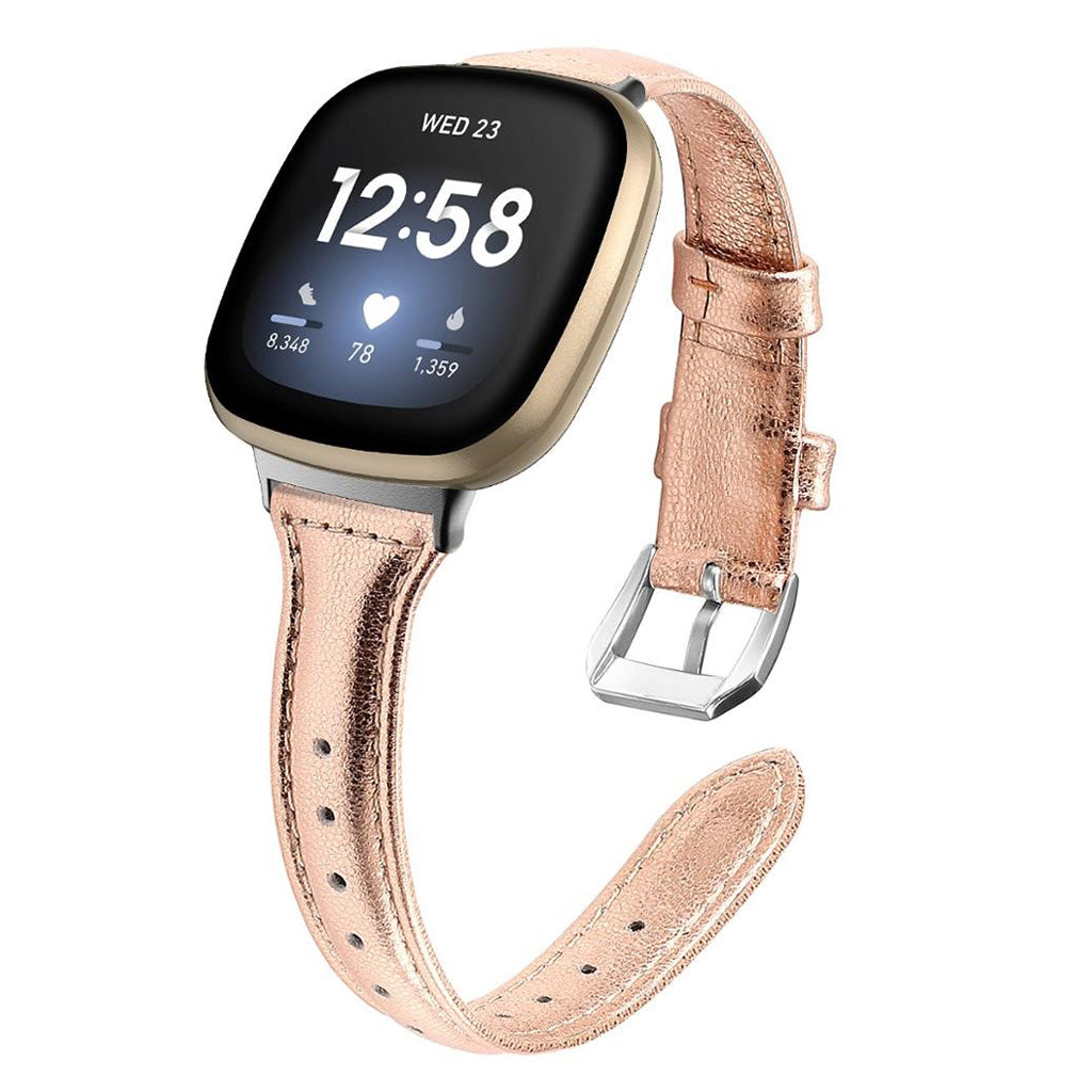 Klassisk Fitbit Versa 3 / Fitbit Sense Ægte læder Rem - Pink#serie_5