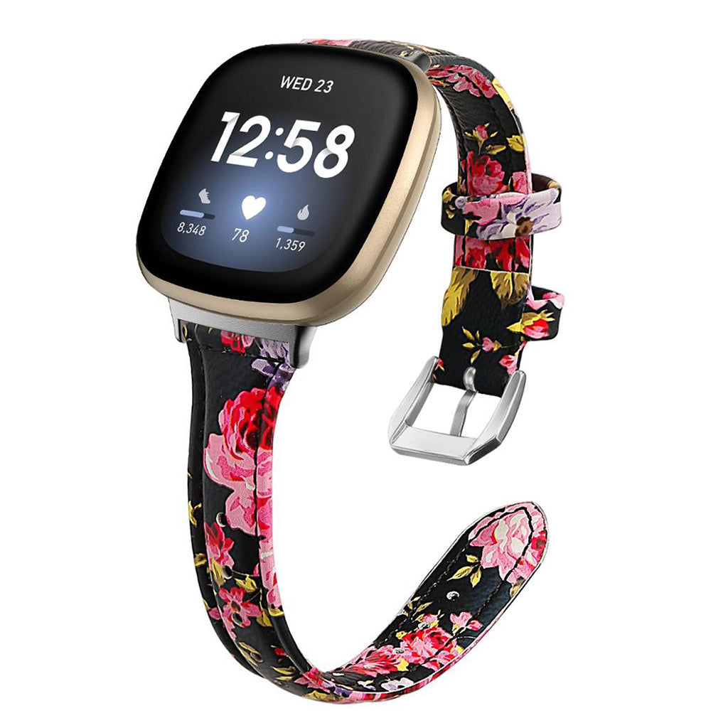 Klassisk Fitbit Versa 3 / Fitbit Sense Ægte læder Rem - Rød#serie_7