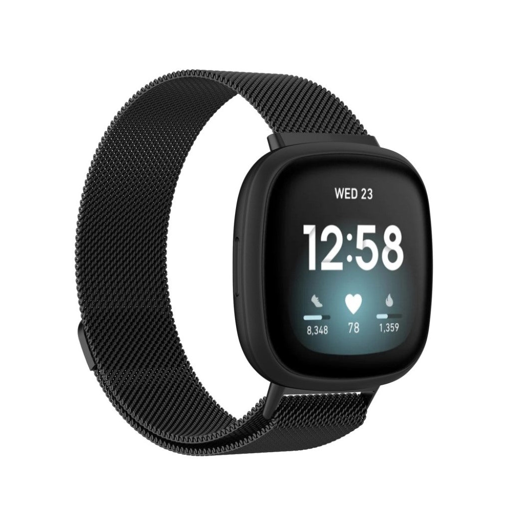 Super fint Fitbit Versa 3 / Fitbit Sense Metal Rem - Størrelse: S - Sort#serie_1