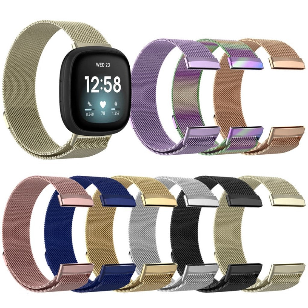 Super fint Fitbit Versa 3 / Fitbit Sense Metal Rem - Størrelse: S - Sort#serie_1