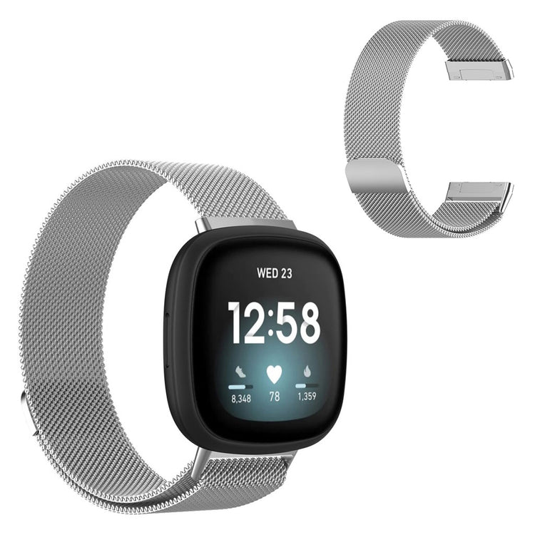 Super fint Fitbit Versa 3 / Fitbit Sense Metal Rem - Størrelse: S - Sølv#serie_3