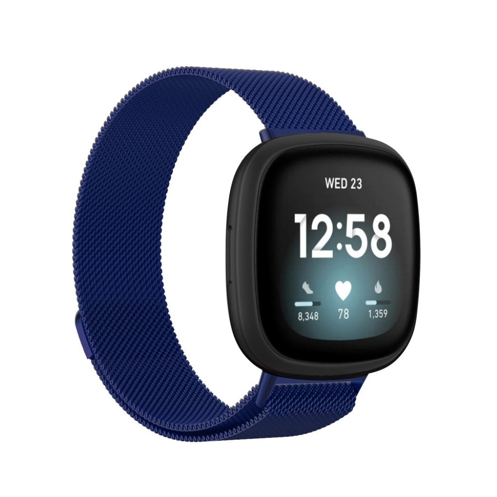 Super fint Fitbit Versa 3 / Fitbit Sense Metal Rem - Størrelse: S - Blå#serie_7