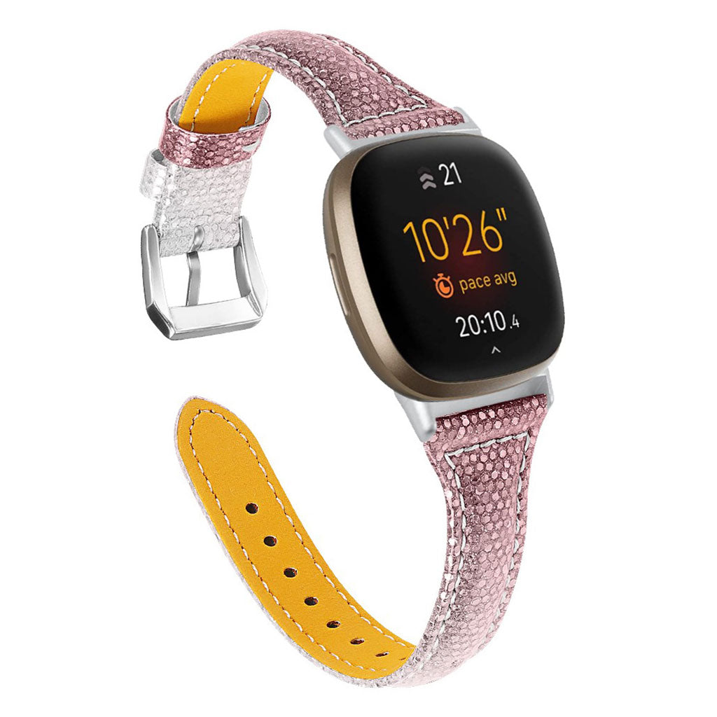 Mega smuk Fitbit Versa 3 / Fitbit Sense Ægte læder Rem - Pink#serie_2