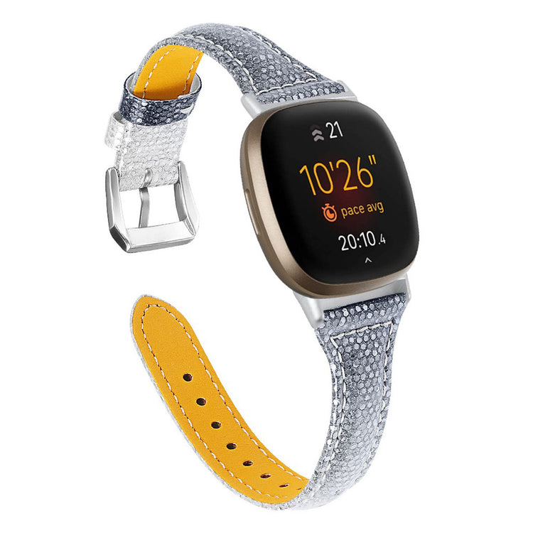 Mega smuk Fitbit Versa 3 / Fitbit Sense Ægte læder Rem - Sort#serie_3