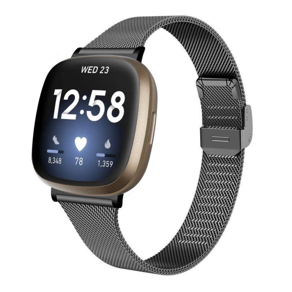 Meget holdbart Fitbit Versa 3 / Fitbit Sense Metal Rem - Sort#serie_1