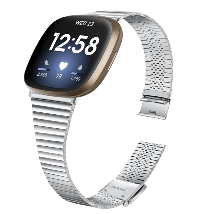 Super fint Fitbit Versa 3 Metal Rem - Sølv#serie_059