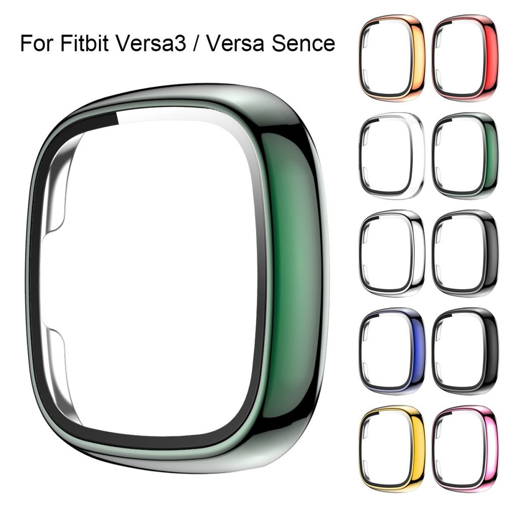 Vildt Godt Fitbit Versa 3 Cover med Skærmbeskytter i Plastik og Hærdet Glas - Grøn#serie_7