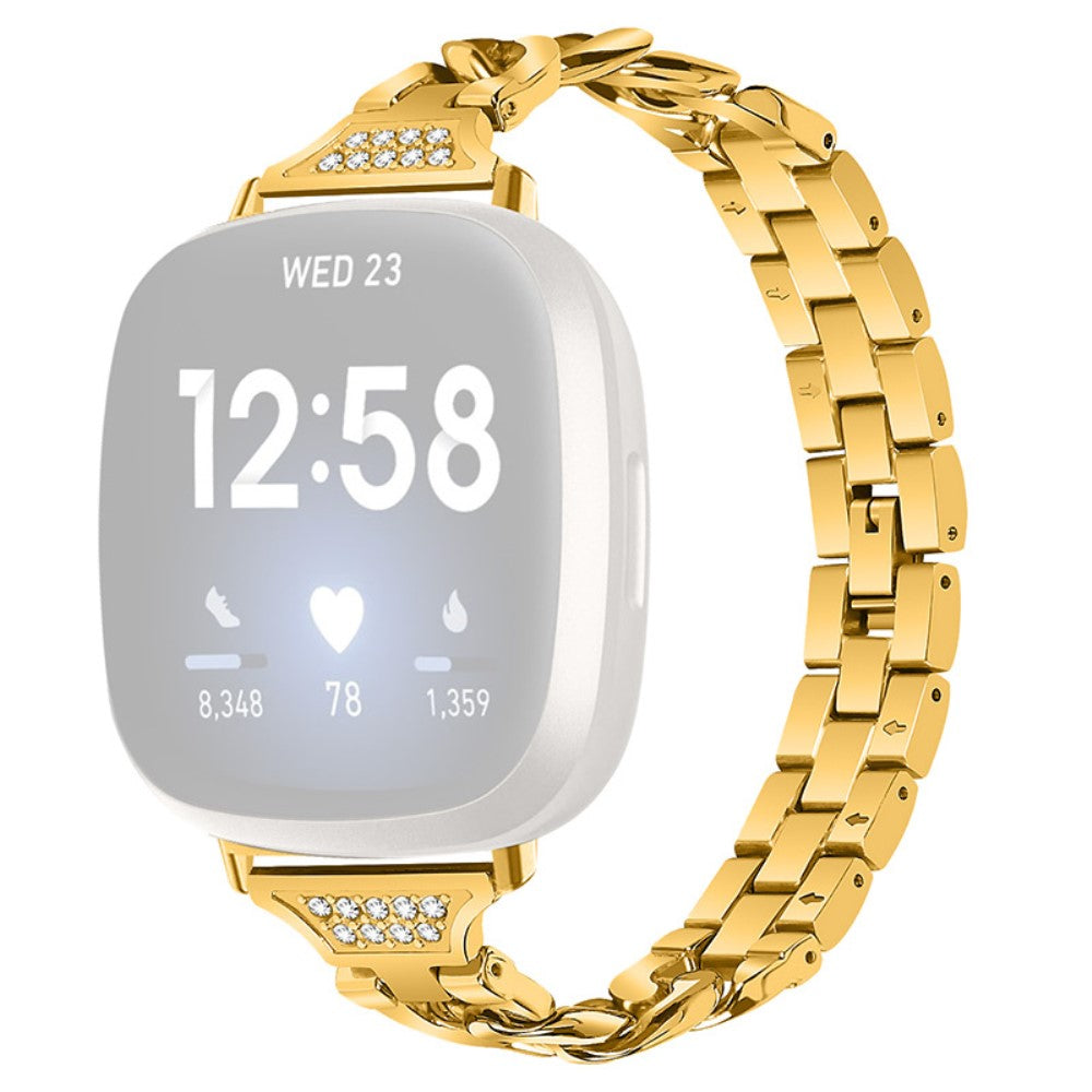 Udsøgt Fitbit Sense / Fitbit Versa 3 Metal og Rhinsten Rem - Guld#serie_2