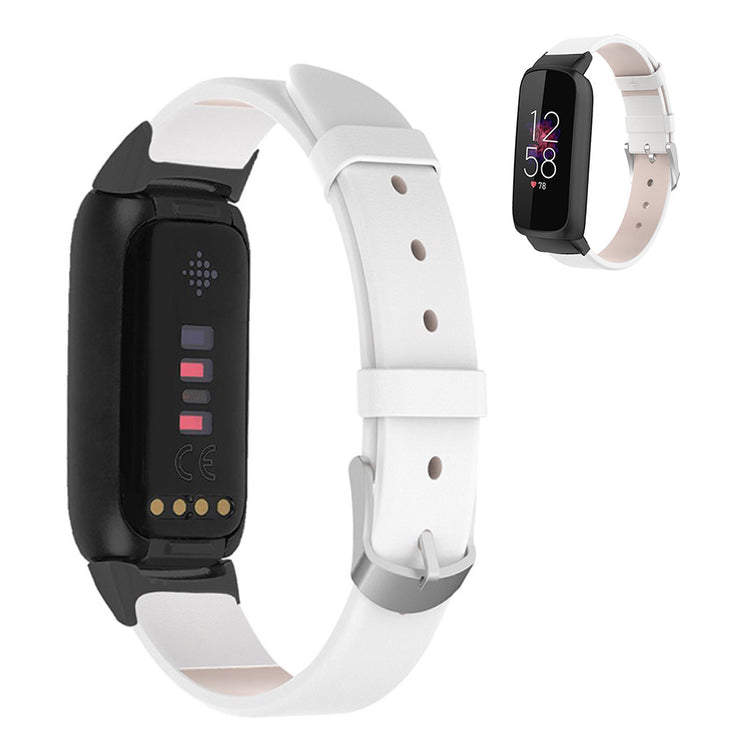 Super nydelig Fitbit Luxe Ægte læder Rem - Hvid#serie_1