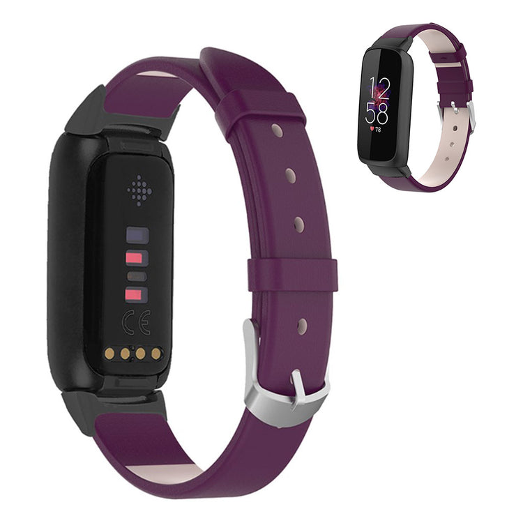 Super nydelig Fitbit Luxe Ægte læder Rem - Lilla#serie_5