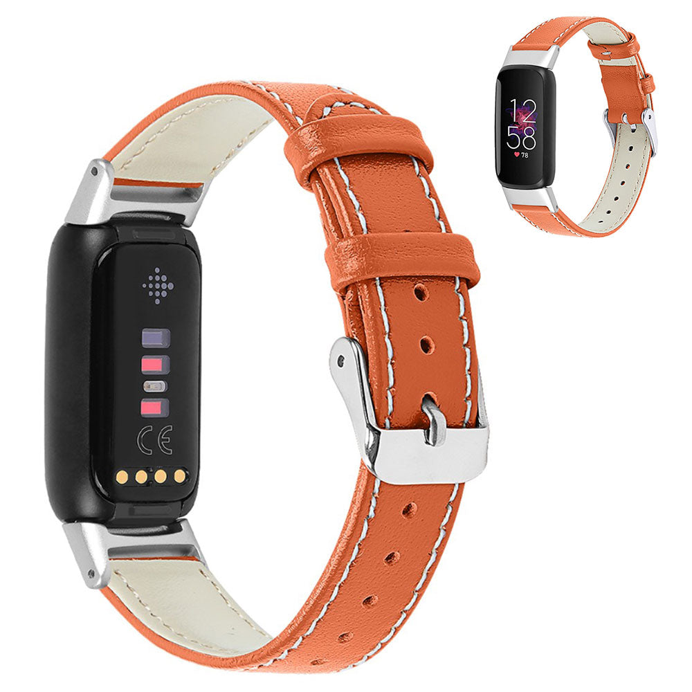 Mega komfortabel Fitbit Luxe Ægte læder Rem - Orange#serie_2