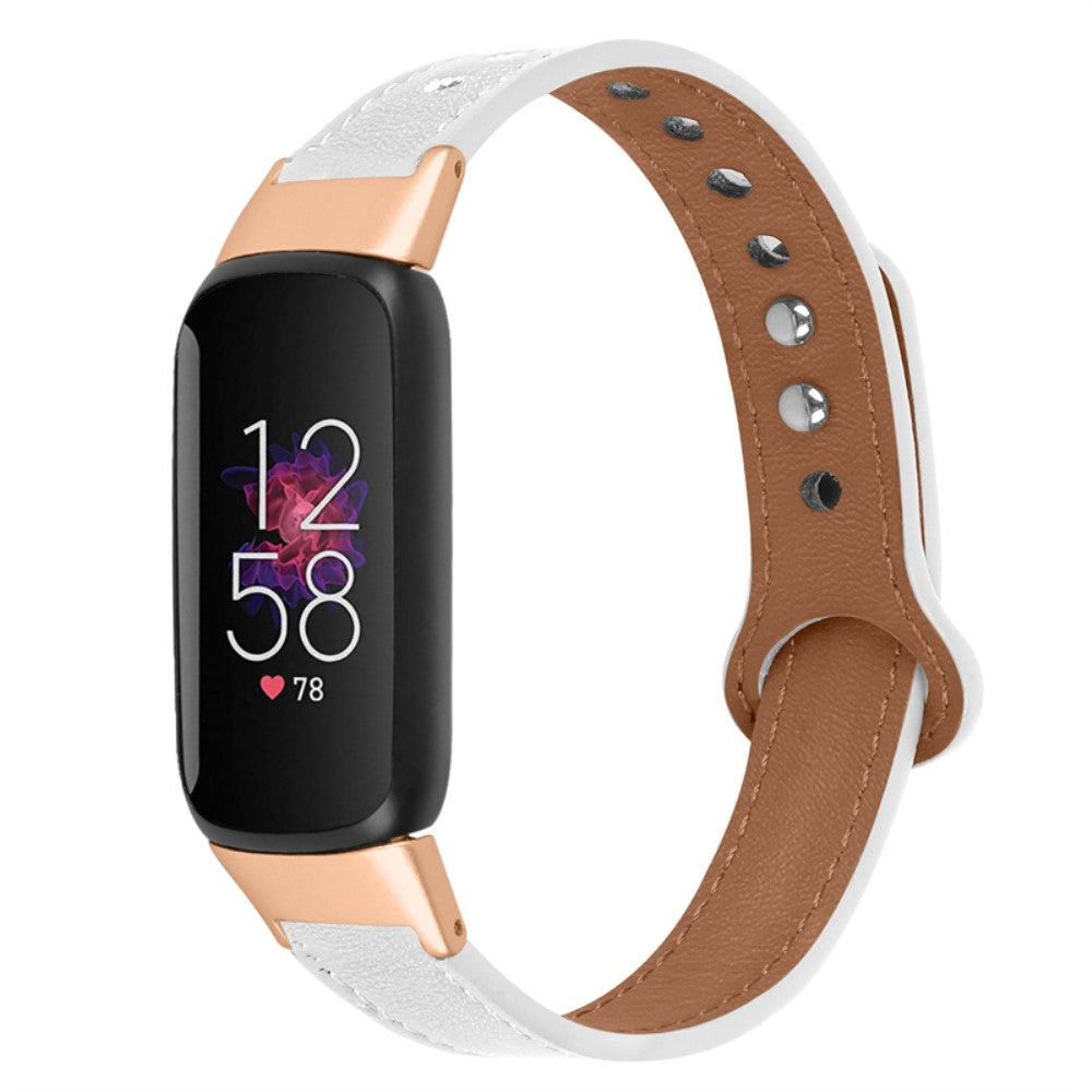 Skøn Fitbit Luxe Ægte læder Urrem - Hvid#serie_1