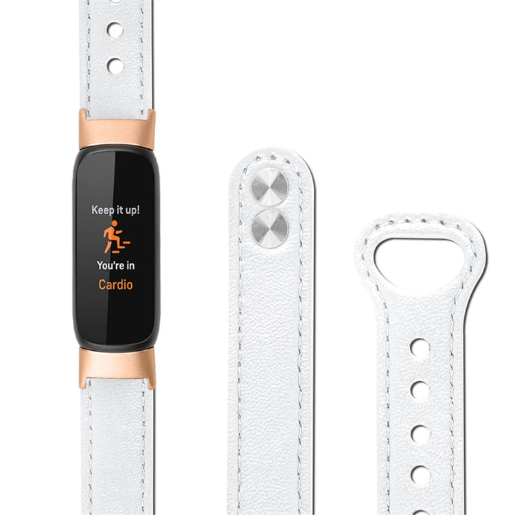 Skøn Fitbit Luxe Ægte læder Urrem - Hvid#serie_1