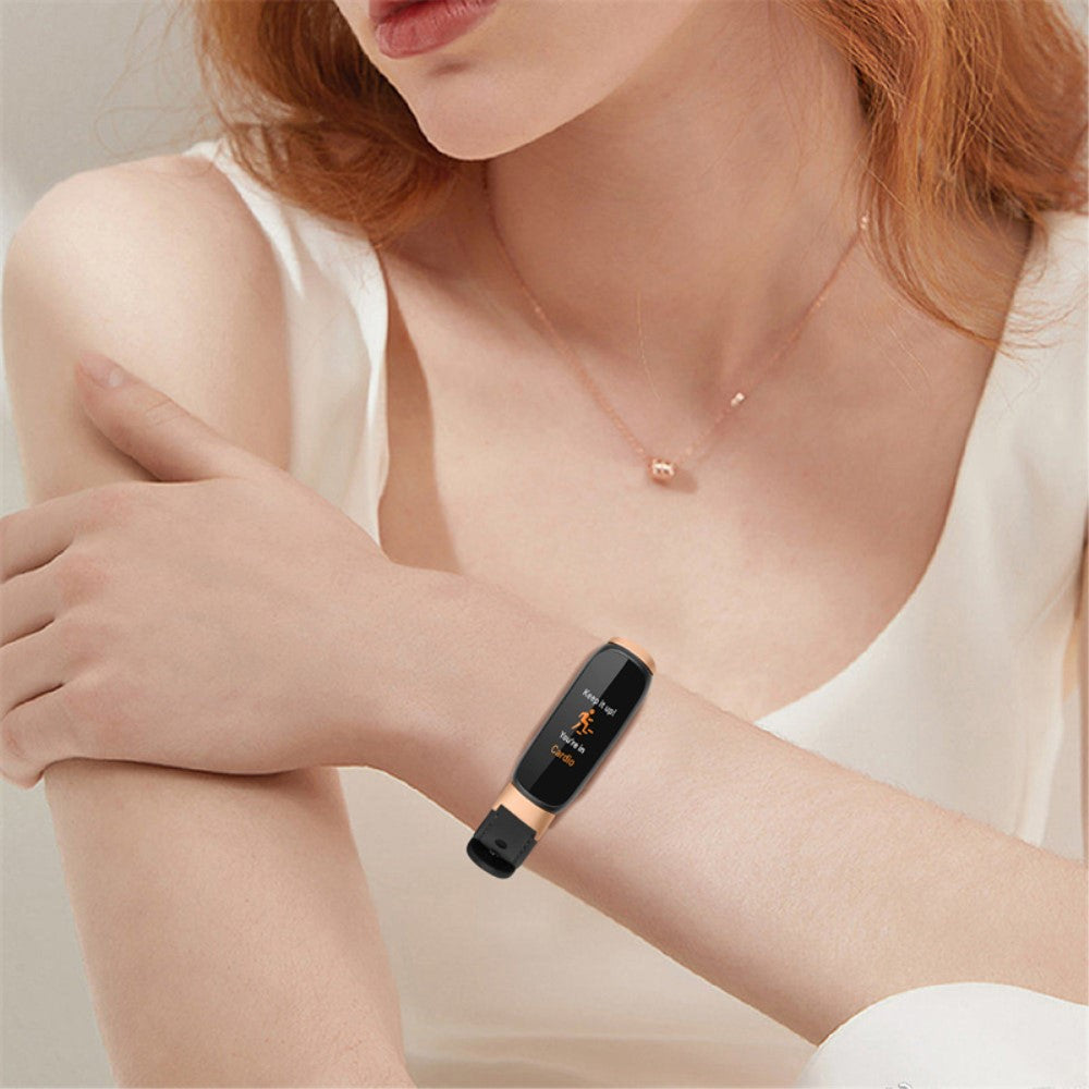 Skøn Fitbit Luxe Ægte læder Urrem - Sort#serie_2