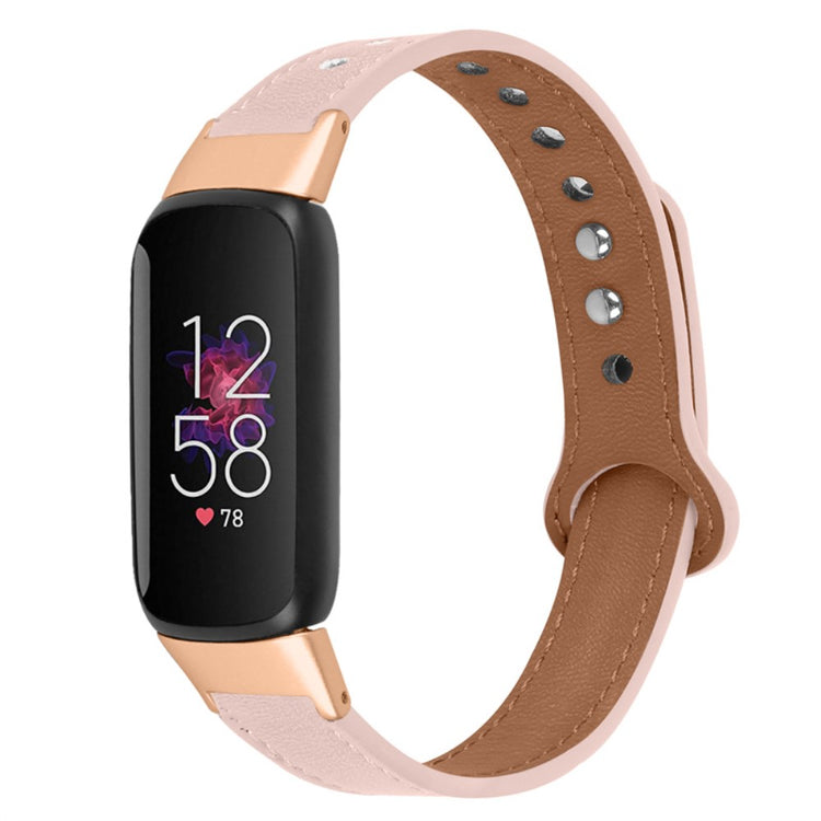 Skøn Fitbit Luxe Ægte læder Urrem - Pink#serie_4