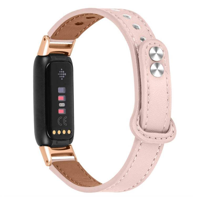 Mega fed Fitbit Luxe Ægte læder Rem - Pink#serie_4