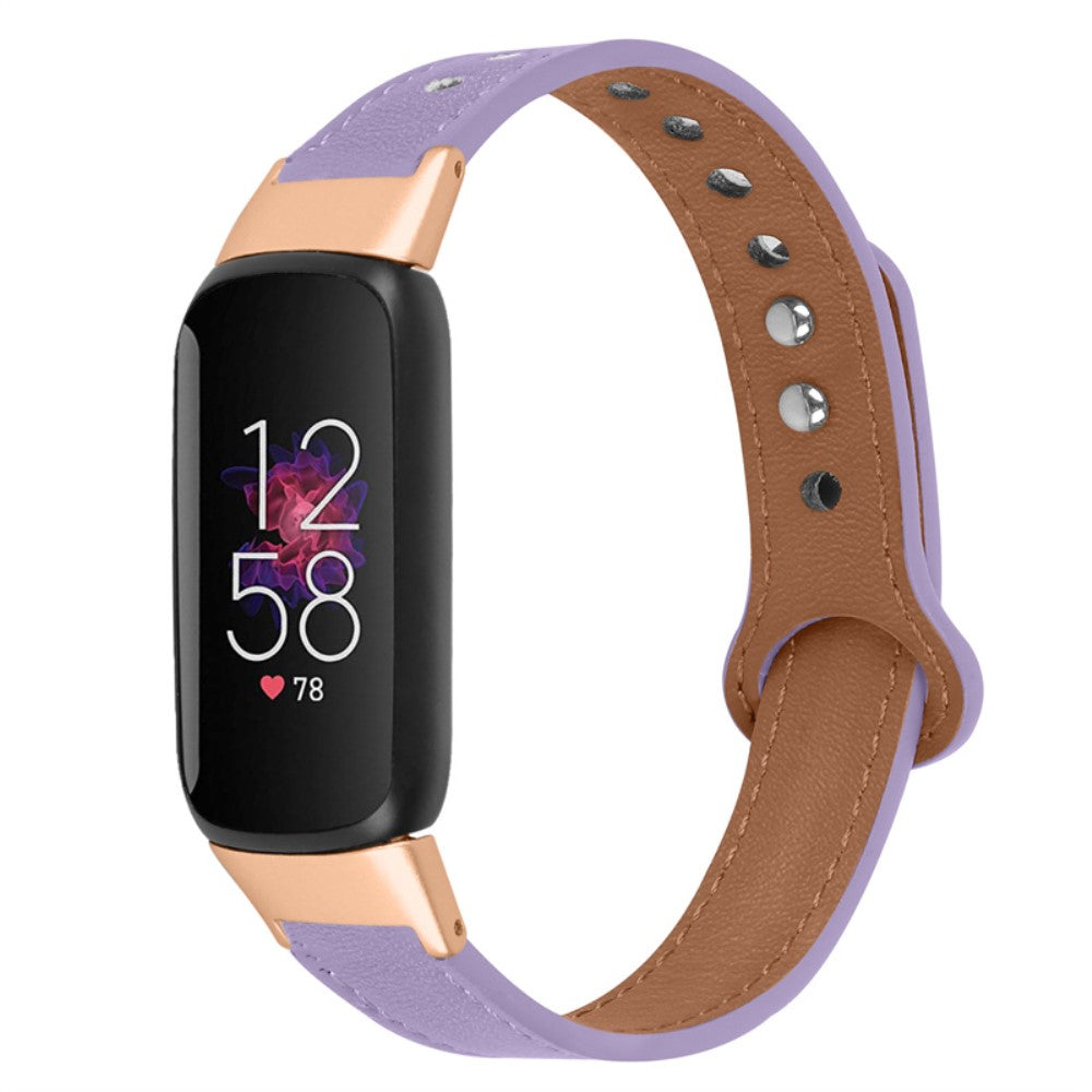 Skøn Fitbit Luxe Ægte læder Urrem - Lilla#serie_6