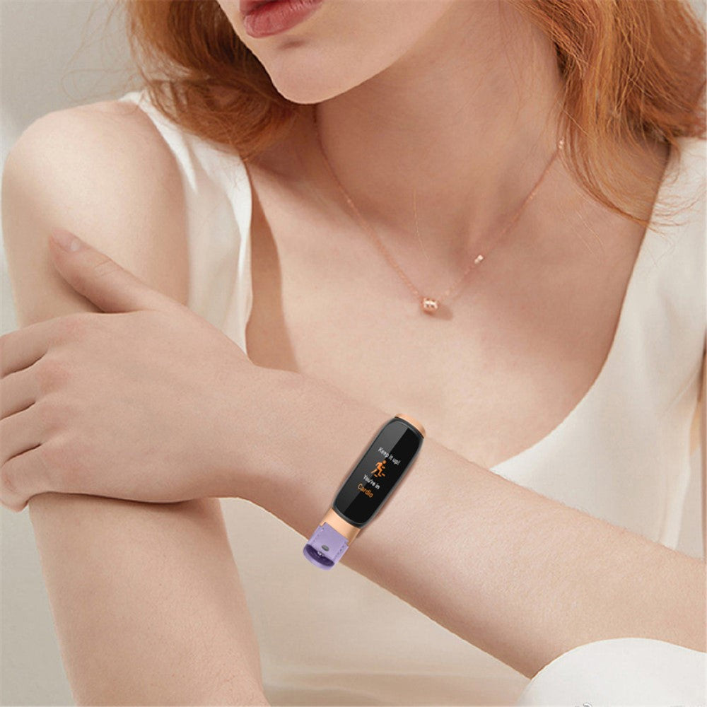 Skøn Fitbit Luxe Ægte læder Urrem - Lilla#serie_6