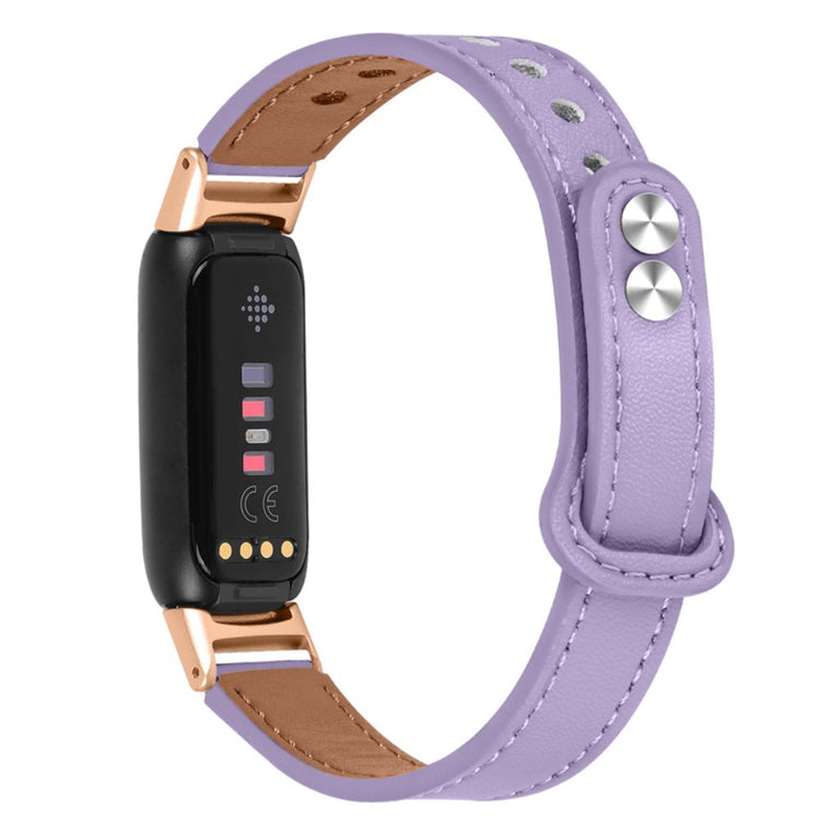 Mega fed Fitbit Luxe Ægte læder Rem - Lilla#serie_6