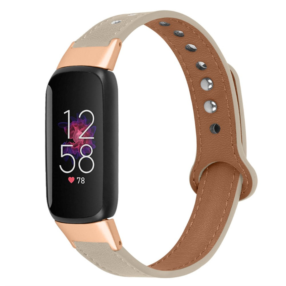 Skøn Fitbit Luxe Ægte læder Urrem - Hvid#serie_7