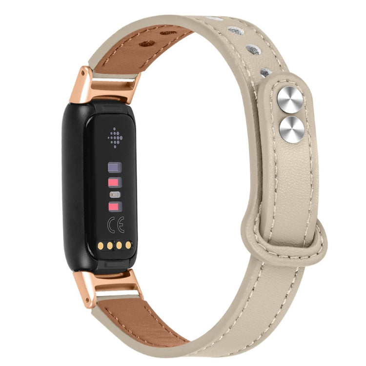 Mega fed Fitbit Luxe Ægte læder Rem - Hvid#serie_7