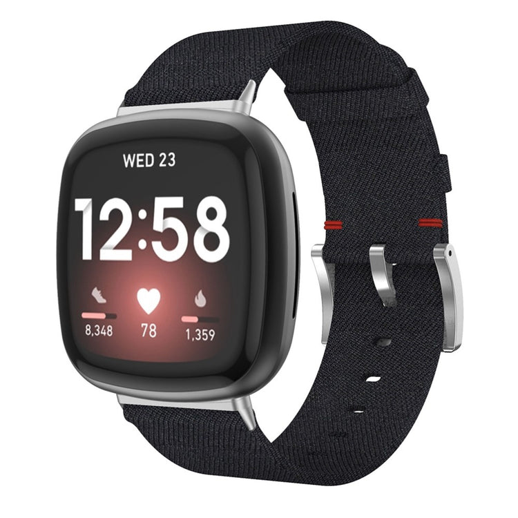 Super elegant Fitbit Sense 2 / Fitbit Versa 4 Nylon Rem - Sort#serie_1