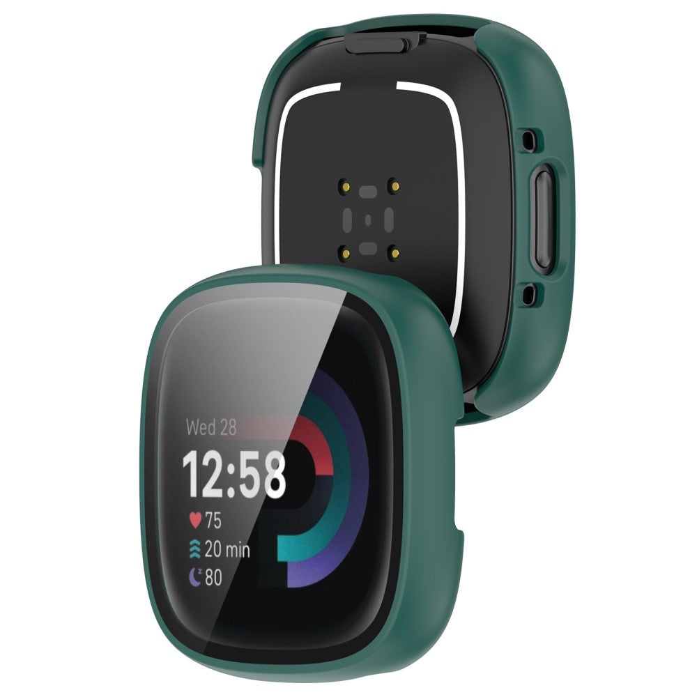 Alle Tiders Fitbit Sense 2 / Fitbit Versa 4 Cover med Skærmbeskytter i Plastik og Hærdet Glas - Grøn#serie_3