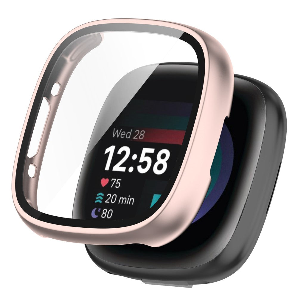 Alle Tiders Fitbit Sense 2 / Fitbit Versa 4 Cover med Skærmbeskytter i Plastik og Hærdet Glas - Pink#serie_5