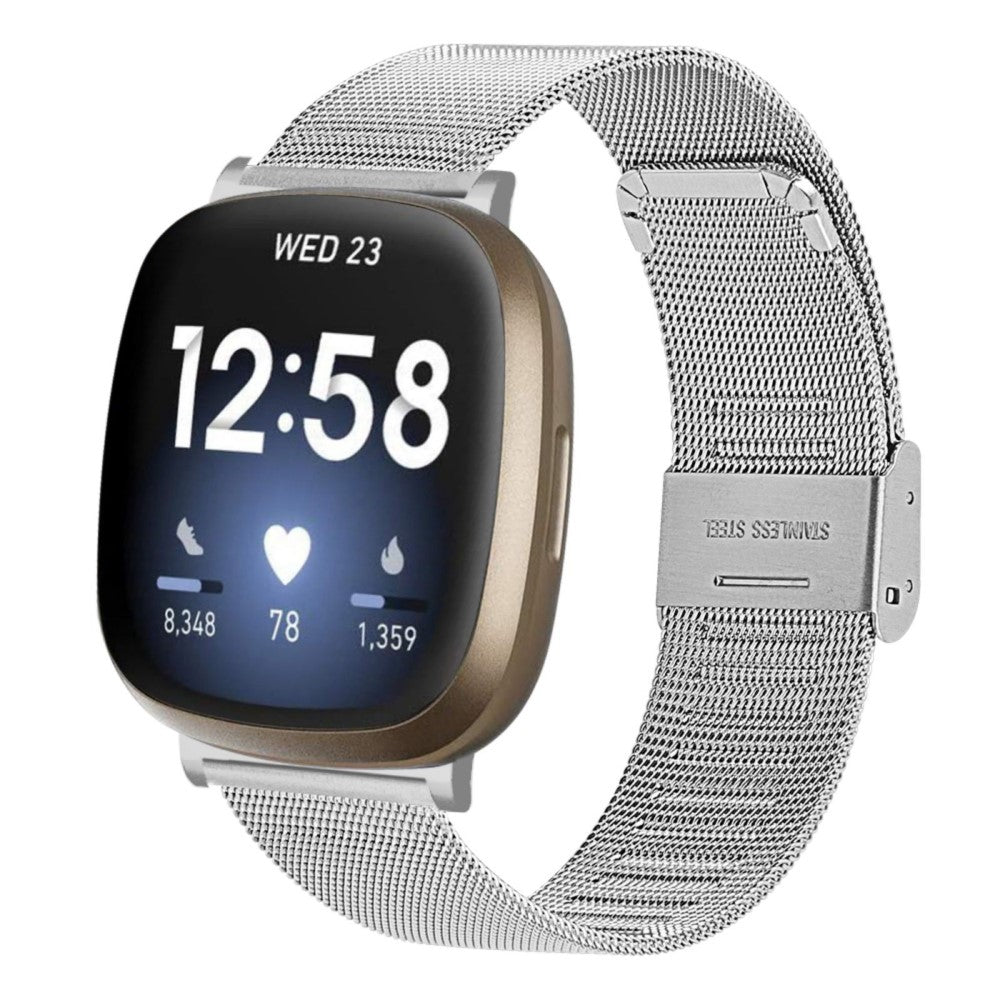 Vildt fed Fitbit Sense 2 / Fitbit Versa 4 Metal Rem - Sølv#serie_4