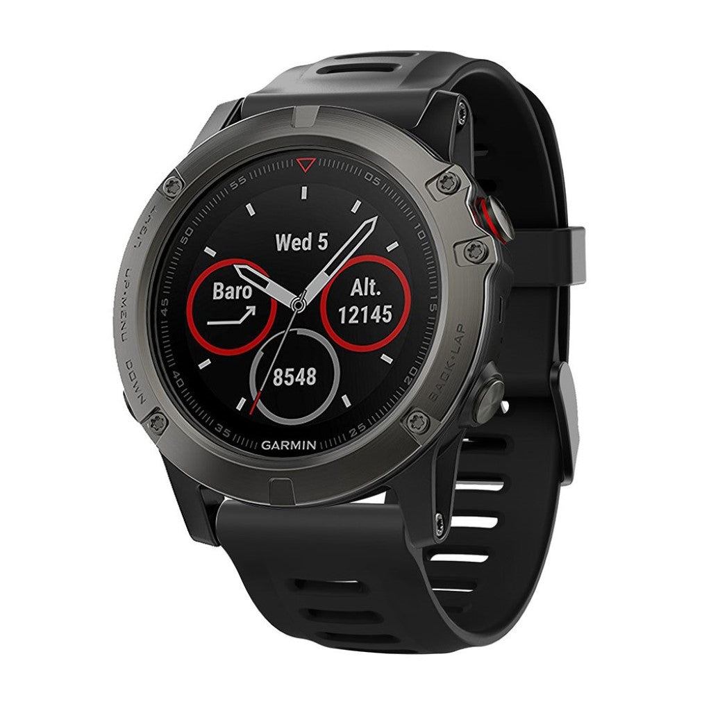 Smuk Garmin Fenix 5X / Garmin Tactix Charlie Silikone Rem - Sort#serie_4