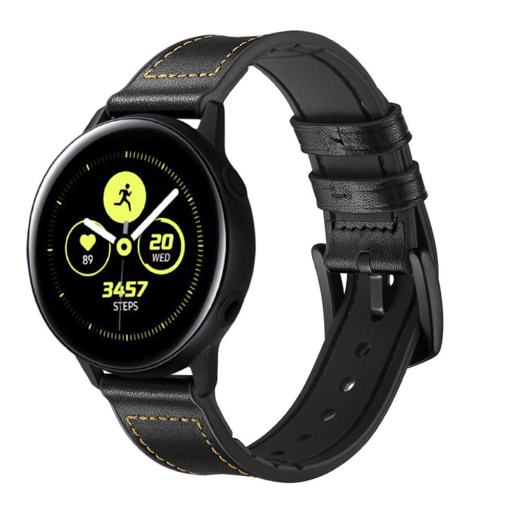 Fed Garmin Vivoactive 3 / Garmin Vivomove HR Ægte læder Rem - Sort#serie_1