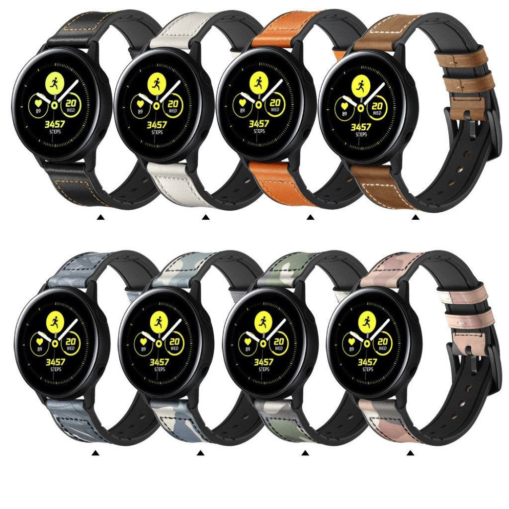 Fed Garmin Vivoactive 3 / Garmin Vivomove HR Ægte læder Rem - Sort#serie_1