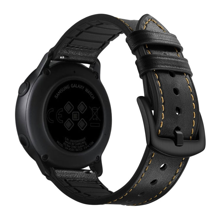 Fed Garmin Vivoactive 3 / Garmin Vivomove HR Ægte læder Rem - Sort#serie_1